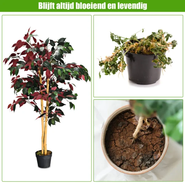 Kunstmatige boom 120cm hoge groene ingemaakte ficus boomatige boom realistische groene planten 5