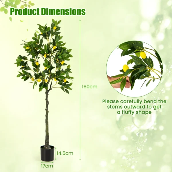 Kunstmatige citroenboom 160cm hoge kunstmatige citroenfruitplant cementpot groene potplant voor thuis woonkamer 2