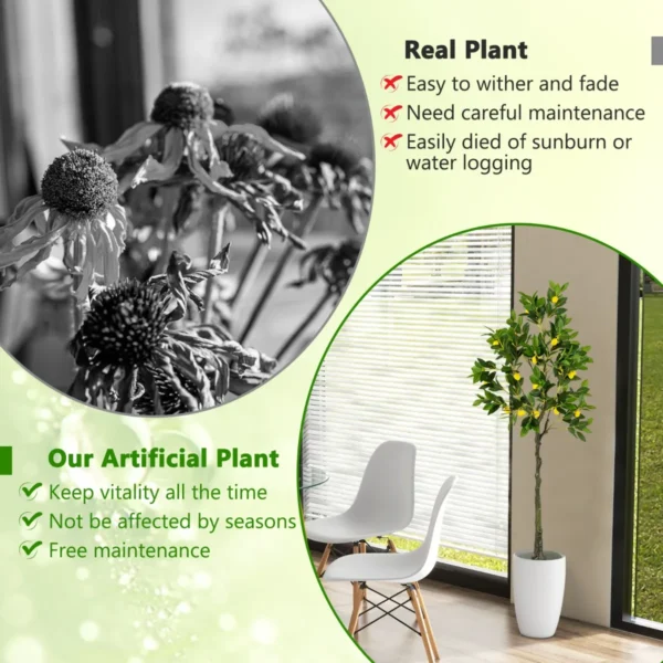 Kunstmatige citroenboom 160cm hoge kunstmatige citroenfruitplant cementpot groene potplant voor thuis woonkamer 6