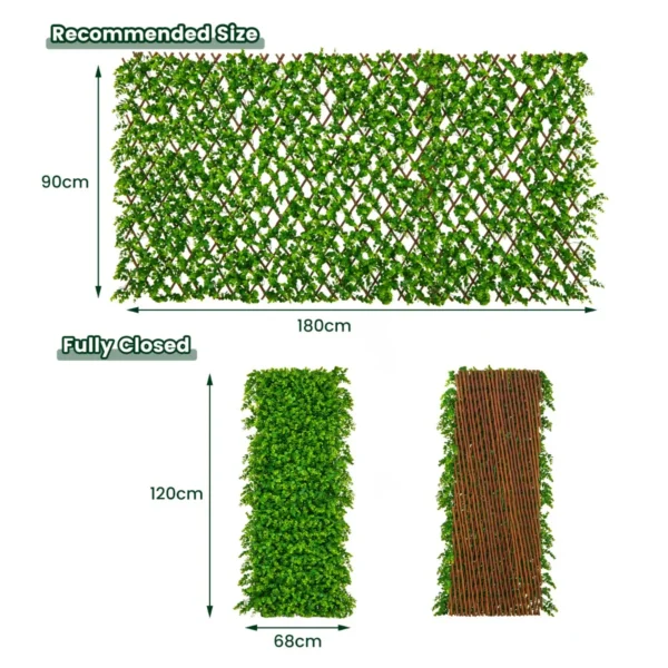 Kunstmatige klimop tuin privacy scherm 180 x 90 cm plant muur hagen met eucalyptus bladeren hek voor tuin hagen balkon (groen) 3