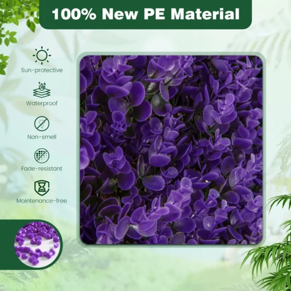 Kunstmatige klimop tuin privacy scherm 180 x 90 cm plant muur hagen met eucalyptus bladeren hek voor tuin hagen balkon (paars) 5
