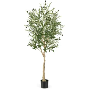 Kunstmatige olijfbomen 182 cm hoge kunstmatige olijfplanten in cementpot zijden ingemaakte bomen met 1296 bladeren 1