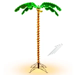 Kunstmatige verlichte palmboom met led verlichting opvouwbare basis led palmboom 118 x 80 x154 cm 1