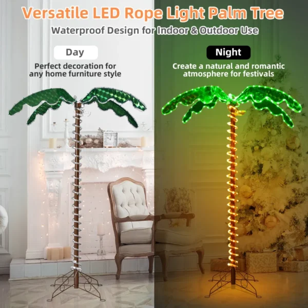 Kunstmatige verlichte palmboom met led verlichting opvouwbare basis led palmboom 118 x 80 x154 cm 5