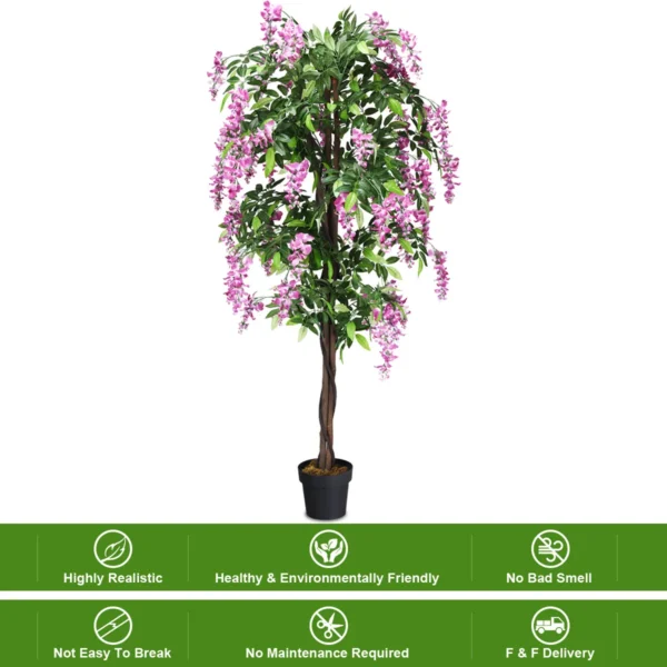 Kunstplant bruikbare kunstpalm kunstboom 180 cm roze 3