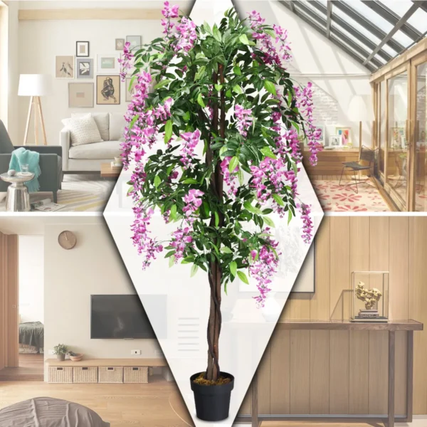 Kunstplant bruikbare kunstpalm kunstboom 180 cm roze 4