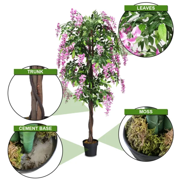 Kunstplant bruikbare kunstpalm kunstboom 180 cm roze 7