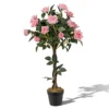 Kunstplant in cement gevulde pot 93cm met 21 rozen nep rozenstruik met echt houten stam moderne decoratie voor woonkamer kantoor 1