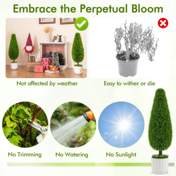 Kunstplanten ceder 90 cm kunstboom met pot kamerplantendecoratie decoratieve plant kunstplanten potplanten buxusboom groen 5