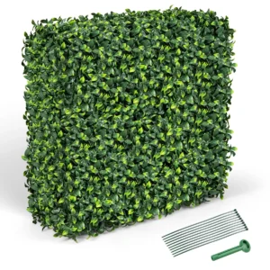 Kunstplantenwand privacyhek van kunst buxus realistische pe bladeren aluminium buizen voor woonkamer tuin terras 92 x 38 x 86 cm 1