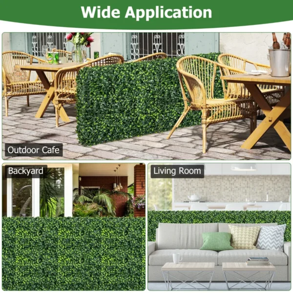 Kunstplantenwand privacyhek van kunst buxus realistische pe bladeren aluminium buizen voor woonkamer tuin terras 92 x 38 x 86 cm 4