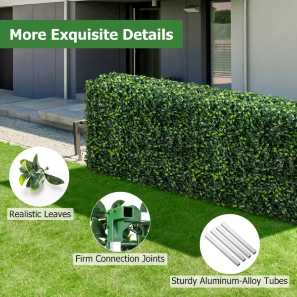 Kunstplantenwand privacyhek van kunst buxus realistische pe bladeren aluminium buizen voor woonkamer tuin terras 92 x 38 x 86 cm 5