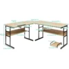 L vormig bureau hoekbureau van hout met kantelbaar tafelblad 2 planken en cpu standaard computertafel voor thuis en kantoor naturel 5