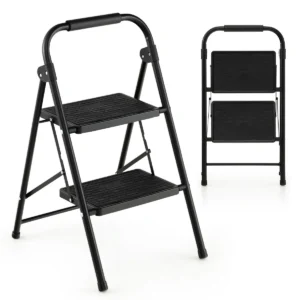 Ladder met 2 treden 265 kg draagkracht vouwladder met gevoerde handgreep en anti slip pedaal huishoudladder voor keuken 1