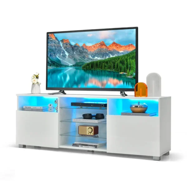 Led tv kast televisietafel tv rek voor televisie tot 65 inch televisiekast met verstelbare planken tv standaard modern wit 1