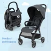 Lichtgewicht kinderwagen opvouwbare kinderwagen voor pasgeborenen met verstelbare rugleuning kap 5 puntsgordel opbergmand grijs 3