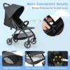 Lichtgewicht kinderwagen opvouwbare kinderwagen voor pasgeborenen met verstelbare rugleuning kap 5 puntsgordel opbergmand grijs 7