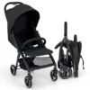 Lichtgewicht kinderwagen opvouwbare kinderwagen voor pasgeborenen met verstelbare rugleuning kap 5 puntsgordel opbergmand zwart 1