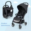 Lichtgewicht kinderwagen opvouwbare kinderwagen voor pasgeborenen met verstelbare rugleuning kap 5 puntsgordel opbergmand zwart 3