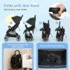 Lichtgewicht kinderwagen opvouwbare kinderwagen voor pasgeborenen met verstelbare rugleuning kap 5 puntsgordel opbergmand zwart 5