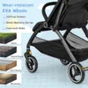 Lichtgewicht kinderwagen opvouwbare kinderwagen voor pasgeborenen met verstelbare rugleuning kap 5 puntsgordel opbergmand zwart 7