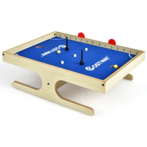 Magnetisch minivoetbal tafel voor 2 spelers met 2 ballen en 2 sets magnetische handgrepen 2 markeerstiften en 3 koekjesmagneten 1