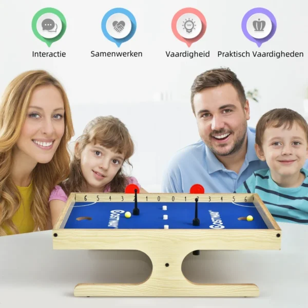 Magnetisch minivoetbal tafel voor 2 spelers met 2 ballen en 2 sets magnetische handgrepen 2 markeerstiften en 3 koekjesmagneten 6
