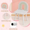 Make uptafel voor kinderen wolkvormig 2 in 1 kaptafel met kruk houten kinderkaptafelset met spiegel kast en 2 laden wit 6