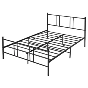 Metalen bedframe met hoofdbord & voetbord zware stalen latten ondersteuning matras stichting geen boxspring nodig (209 x 164 x 101cm) 1