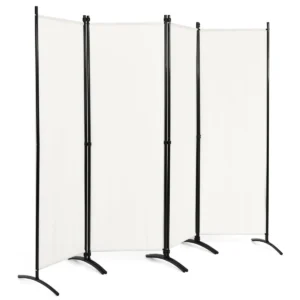 Metalen kamerscherm 220 x 173 cm opvouwbare binnenwand met stabiele voeten binnenwand panelen voor thuis en kantoor (beige) 1