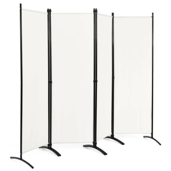 Metalen kamerscherm 220 x 173 cm opvouwbare binnenwand met stabiele voeten binnenwand panelen voor thuis en kantoor (beige) 1