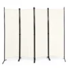 Metalen kamerscherm 220 x 173 cm opvouwbare binnenwand met stabiele voeten binnenwand panelen voor thuis en kantoor (beige) 2