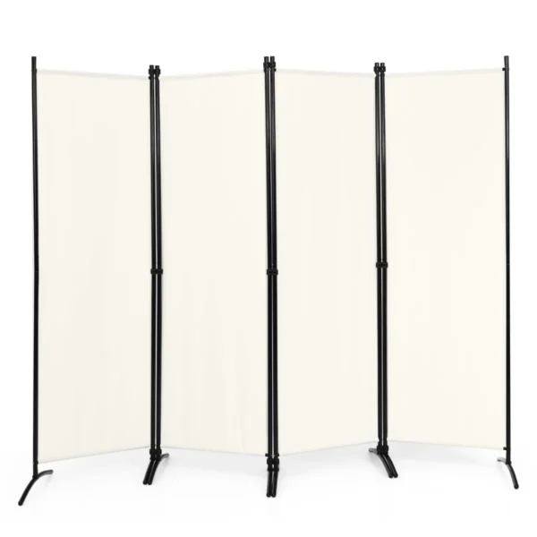 Metalen kamerscherm 220 x 173 cm opvouwbare binnenwand met stabiele voeten binnenwand panelen voor thuis en kantoor (beige) 2