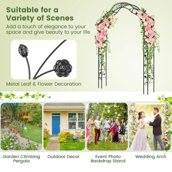 Metalen tuinboog voor klimplanten tuintraliewerk in 2 halve bogen voor buiten decoratieve boog voor bruiloften feesten en ceremonies 7