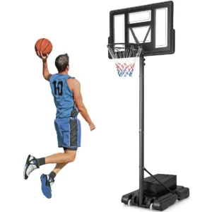 Mobiele basketbalring 11 traps in hoogte verstelbare mandstandaard met 110 cm achterwand vulbare bodem en loodzak 1