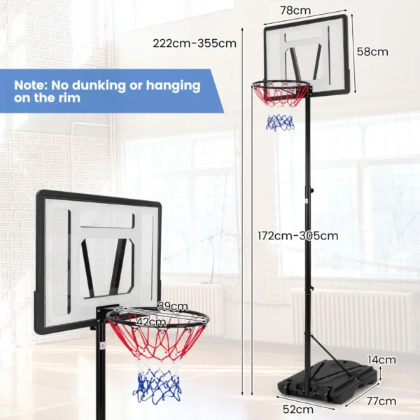 Mobiele basketbalring 8 voudig in hoogte verstelbare basketbalstandaard met afneembare middenbuis en bodem van 32 l zwart 2