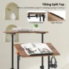 Mobiele sta bureau in hoogte verstelbare laptoptafel met gedeeld blad & verstelbare hoek verrijdbaar bureau voor thuiswerken zwart + walnoot 7