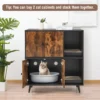 Modern kattenbakmeubilair dubbele deurkast open kattenplank kattentoiletkast multifunctionele huisdierenkrat zwart en natuur 5
