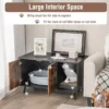Modern kattenbakmeubilair dubbele deurkast open kattenplank kattentoiletkast multifunctionele huisdierenkrat zwart en natuur 7