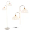 Moderne 2 lamps vloerlamp 350° draaibare schachtlamp met voetschakelaar geweven kappen en 2 e27 lampvoeten zware voet 1