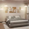 Moderne 2 lamps vloerlamp 350° draaibare schachtlamp met voetschakelaar geweven kappen en 2 e27 lampvoeten zware voet 7