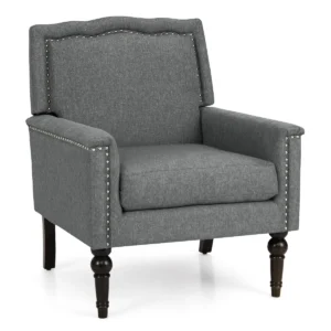 Moderne fauteuil bijzetstoel met spons gestoffeerd zitkussen comfortabele fauteuil met noppenafwerking voor woonkamer kantoor 1
