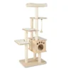 Moderne katten klimrek 170 cm klimrek met meerdere niveaus zitstok houten cabine sisal krabpalen pluche platforms natuurlijk 4