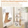 Moderne kattenboom 135 cm hoge kattentoren met jute krabpalen pluchen zitstok kattenboom van massief hout voor binnenkatten 5