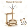 Moderne kattenboom met rotanmat 3 hangende speelgoedballen grote nis platform zitstok sisal krabpalen pluche rand natuur 3