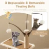 Moderne kattenboom met rotanmat 3 hangende speelgoedballen grote nis platform zitstok sisal krabpalen pluche rand natuur 5