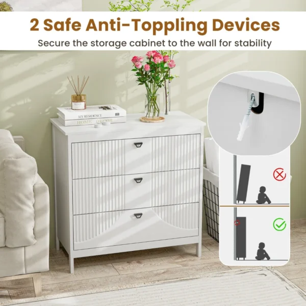 Moderne ladekast met 3 laden opbergkast met anti kantelpakket bijzettafel multifunctionele bijzetkast met 3 niveaus voor thuis 5