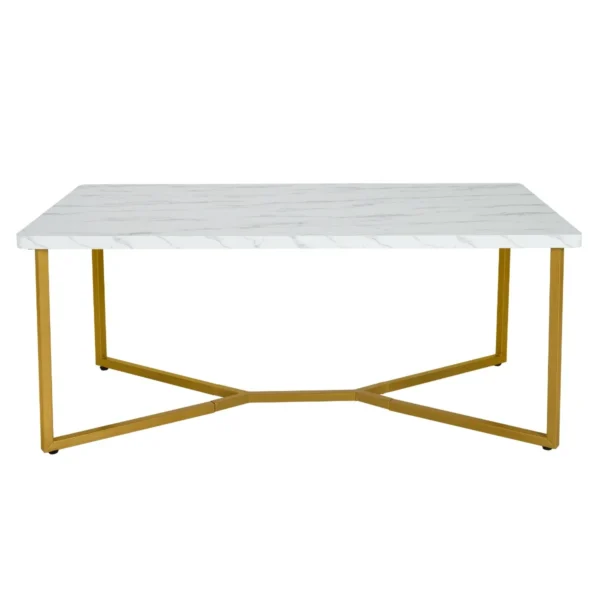 Moderne salontafel luxe bank bijzettafel met kunstmarmer tafelblad & gouden y vormige poten & verstelbare voetdoppen cocktailtafel 2