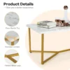 Moderne salontafel luxe bank bijzettafel met kunstmarmer tafelblad & gouden y vormige poten & verstelbare voetdoppen cocktailtafel 7