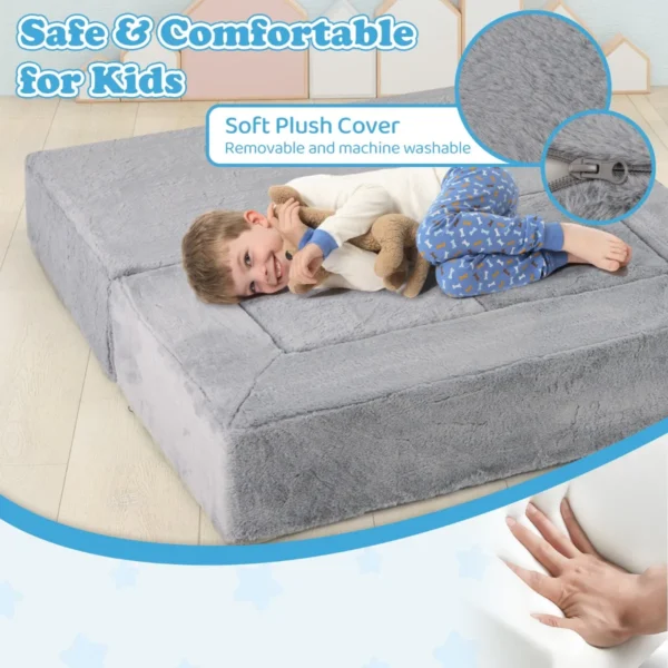 Modulaire sofa voor kinderen converteerbare schuimrubberen fauteuil voor kinderen pluche sofa voor peuters opklapbare slaapbank 5